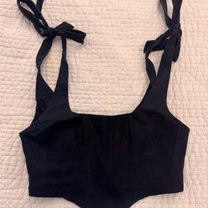 Farm Rio Navy Corset Crop with shoulder ties- medium, barely worn